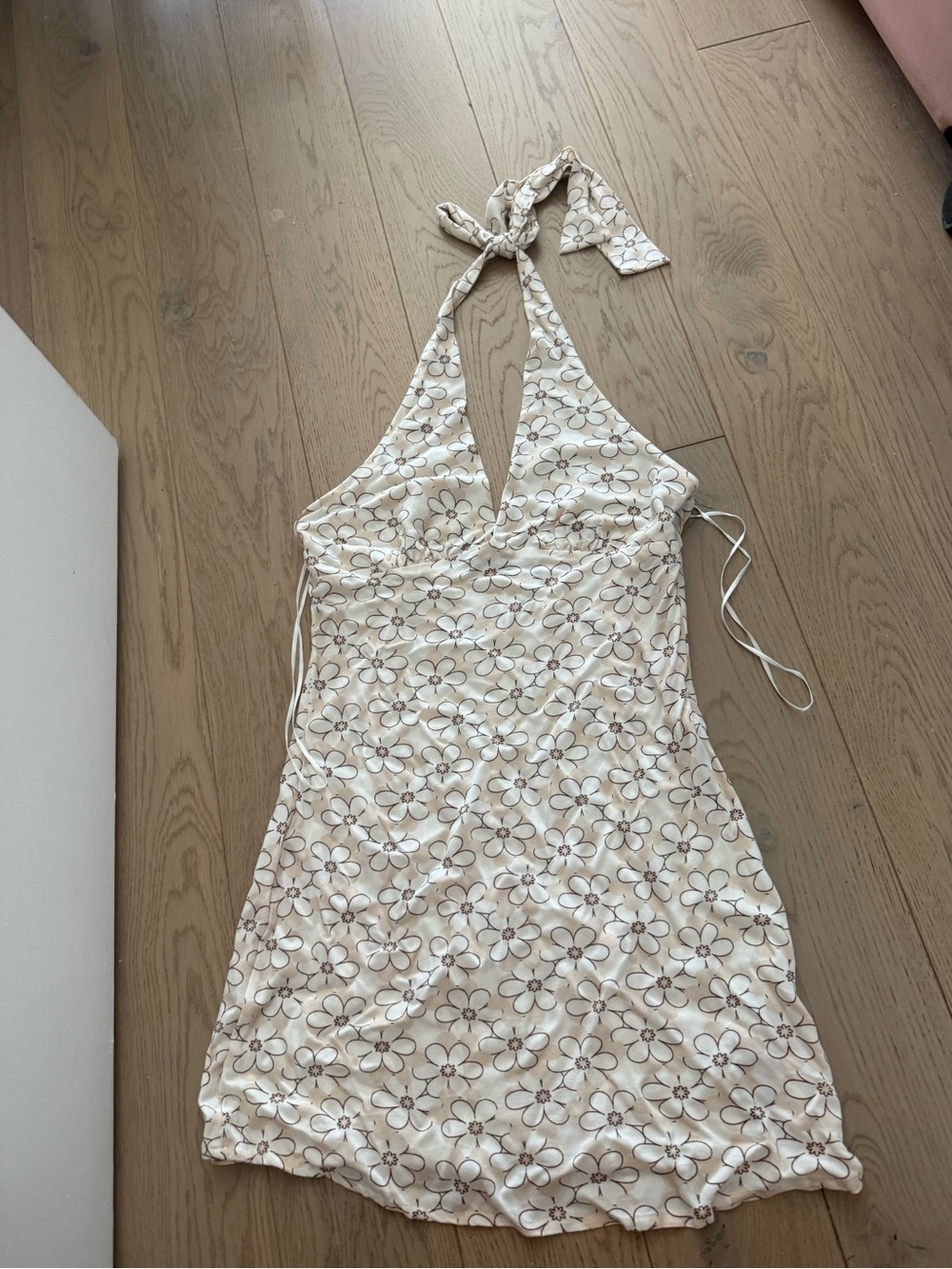 Roxy Cream Floral One-Shoulder Halter Dress